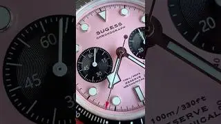 🩷🦜 Pink Sugess Chrono Heritage S457 on a StrapHabit epsom style leather strap