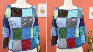 Beautiful Granny Square Crochet Top Full Tutorial
