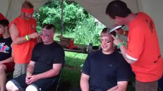 Tim and Andrew getting haircuts