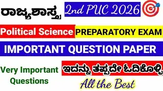 2nd PUC Political Science Important Questions for Preparatory Exam 2026 Karnataka Board 