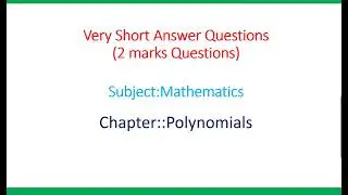 Polynomials 2 marks