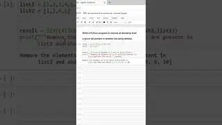 2.91 Python program to remove all elements from a given list present in another list using lambda.