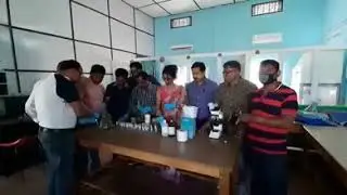 Preparation of hand sanitizer by Biotech Hub, Dhing College for distribution in surrounding villages