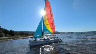 First run on Hobie Getaway catamaran from Thornbury to Craigleith