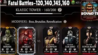 Fatal Klassic Tower Boss Battles 160 & 120, 140 Fight + Reward MK Mobile 2025