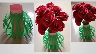 Hand Made paper flower vase making //paper flower vase //craft idea.