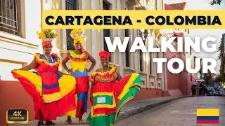 🇨🇴 Cartagena Walking Tour 4k Colombia 🇨🇴 | Cartagena de Indias | Streets of Cartagena 🌅