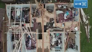 DRONE: Storm damage in New Albany after 2 tornadoes touch down
