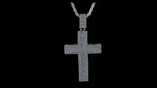 Hip Hop Bust Down Cross Pendant By Harlembling Iced Out In CZ Or Moissanite - Solid 925 Silver