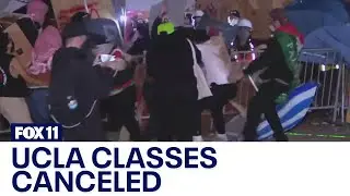 UCLA cancels classes amid violent protest