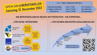OpenDay@Berufskolleg - Infotag der Berufskollegs in Siegen-Wittgenstein am 12. November 2022