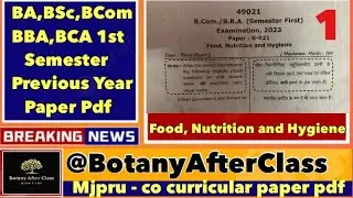 Food Nutrition and hygiene 1st semester paper -MJPRU  paper pdf BA/BSc/B.Com /BBA/BCA