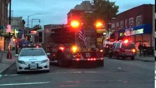 FDNY ENGINE 55 RESPONDING TO DEADLY MAJOR 10-60 5TH ALARM GAS EXPLOSION & FIRE ON 13TH AVE., NYC.
