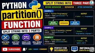 Python partition() Function Tutorial | Split String into Three Parts in Python