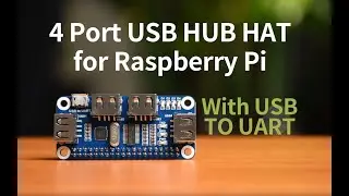 Waveshare USB HUB HAT, 4 Port USB HUB HAT For Raspberry Pi, USB To UART Onboard
