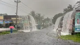 Very heavy rain hits the beautiful countryside of Indonesia | ASMR Sleep Therapy