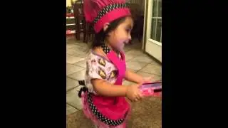 Azlee dancing in her kitchen!