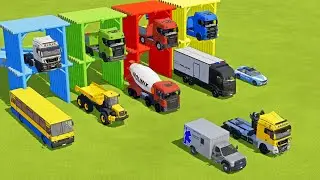 TRANSPORTING MILITARY TRUCK, FIRE TRUCK, FIRE DEPARTEMENT, FORD POLICE, AMBULANCE WITH TRUCKS ! FS22