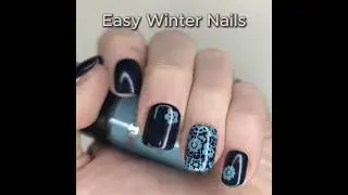 Easy Blue Winter Nails #naildesign #nailart #nailstamping #wintervibes #nails #nailartdesigns
