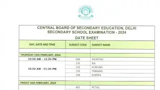 #cbse board class 10th time table February 2024