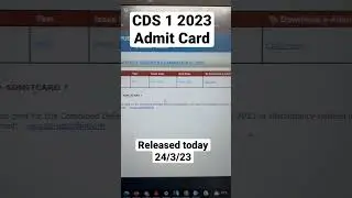 CDS 1 2023 Admit Card Released today #cds #cdsexam