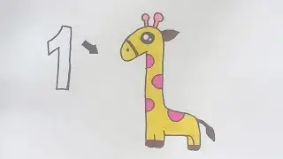 How To Turn 1 into Giraffe l Learn to Draw Giraffe using number _ 1 coloring and Drawing Giraffe