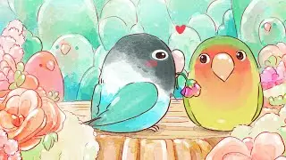 Влюблённые птички ко Дню святого Валентина | Акварель Speedpaint