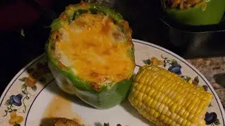 Teenager Cooking with EJ stuffed green bell peppers #Cooking #teenagecook #chef #food #yummy 