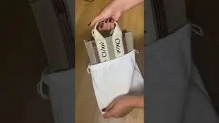 Chloe Woody Mini Canvas Tote Bag Brown White Unboxing