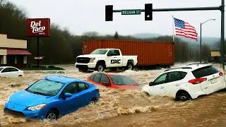 Oklahoma Underwater ! 🌊 Catastrophic Flooding Submerges Cars, Homes, and Streets in Lawton