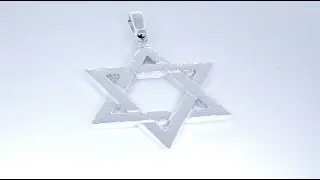 Hammered Finish Extra Large Jewish Star Charm in Sterling Silver CMZ4059SSH1