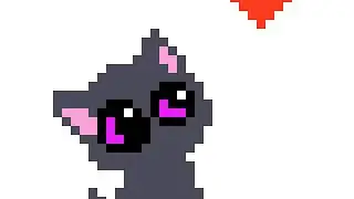 Pixel cat with a heart