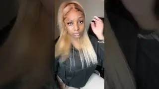 Blonde wig with dark roots claw clip straight hair style
