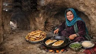 Rural lifestyle inside the cave in Bamyan AF || cooking AF Bolani