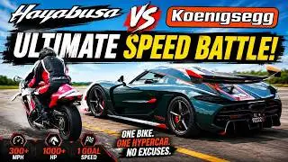 370HP Bike vs 1200HP Hypercar?! | Jesko vs Hayabusa DRAG RACE
