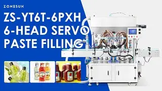 ZONESUN ZS-YT6T-6PXH Servo Piston Filling Machine for Jam Sauce Cream and Viscous Food Products