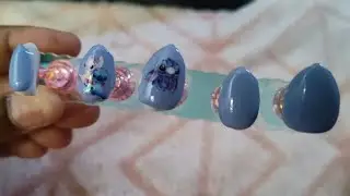 Blue stitch color changing beetles gel polish press on nails tutorial beginner friendly 💙