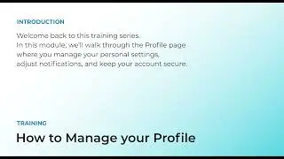 Training | How to Manage your Profile