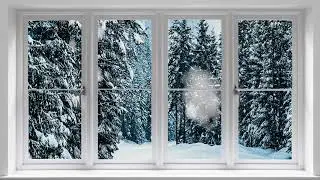 WINTER WINDOW SNOW SCENE   Storm with Wind & Fireplace Sounds FULL HD 8 HOURS