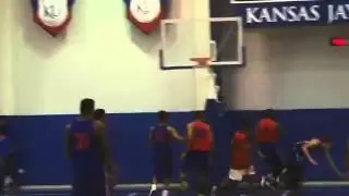 KU's Cliff Alexander blocks Brannen Greene at KU Camp Scrimmage