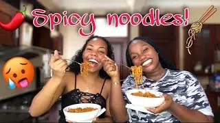 Spicy Noodle Challenge 🌶 + High School Talk || ft Curly Haired Unicorn