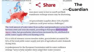 Europe&rsquo;s water reserves drying up due to climate breakdown