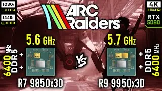 Ryzen 7 9850x3D vs Ryzen 9 9950x3D in ARC Raiders | RTX 5080 [ 1080p, 1440p, 4K ]