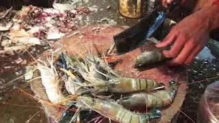 Chingri Fish Cutting - Big Prawn Fish & Tiger Shrimp Slicing || Fish Cutting In Bangladesh