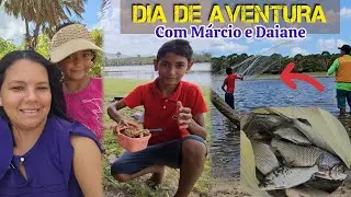 SOBREVIVENDO NA NATUREZA COM MÁRCIO E DAIANE CRIANÇAS, PESCANDO E ALMOÇO NA BARRAGEM