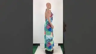 Snakeskin Texture Halter Neck Maxi Dress L5274