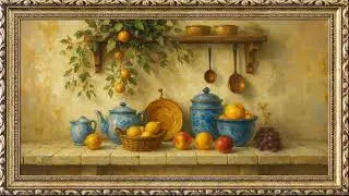 Warm Kitchen Still Life Painting | 8 Hours Framed Art | 4K | TV Wallpaper