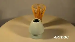 Bamboo Green Tea Whisk Chasen Holder Rest Porcelain