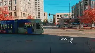 Виртуальный тур по вождению - Такома центр города - 4K