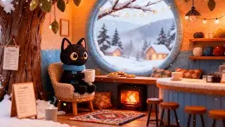 Lofi Cat’s Winter Café ❄️ Cozy Lofi Music Snowy Evening ✨ Soft Lofi to Relaxing & Focus